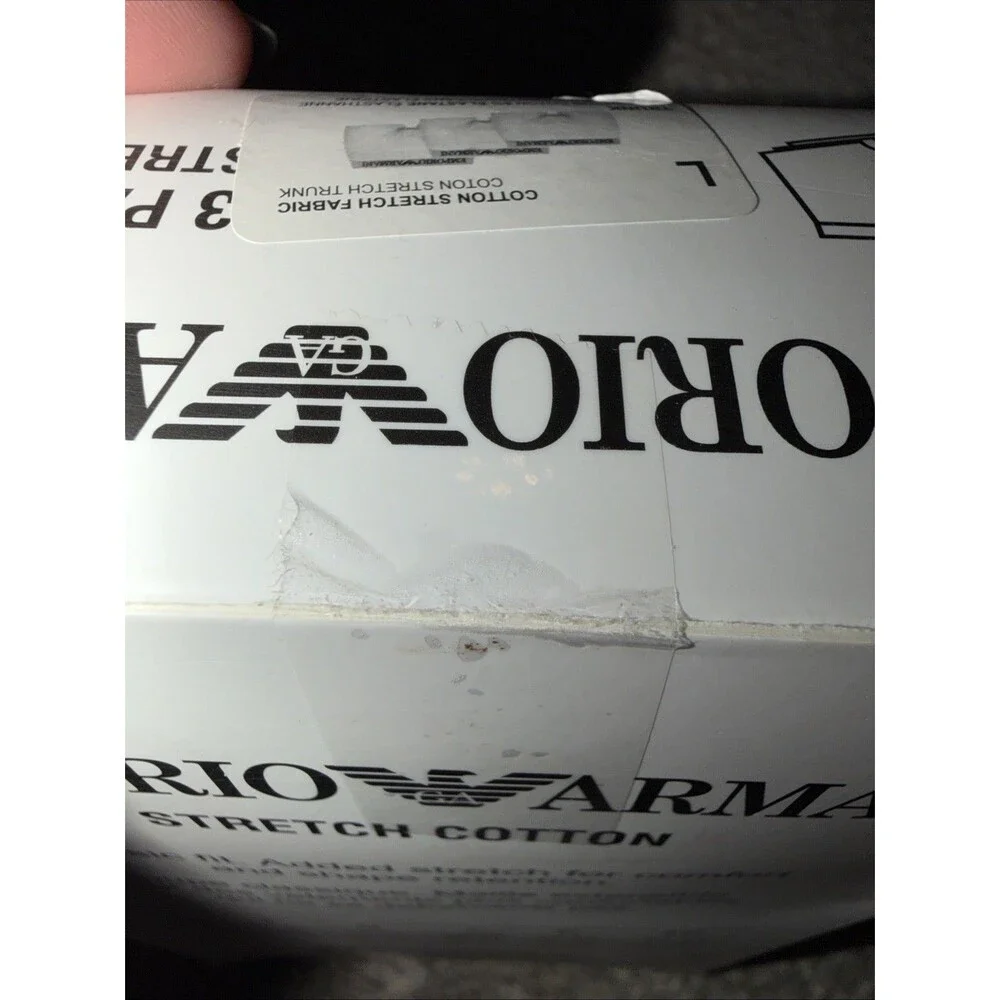 Emporio Armani 3 Pack Trunks Black White  Grey L Stretch Cotton NWT